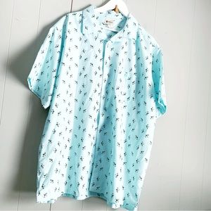 HAGGAR CLOTHING Portafino Printed Button Down Shirt Martini Stamp XXL